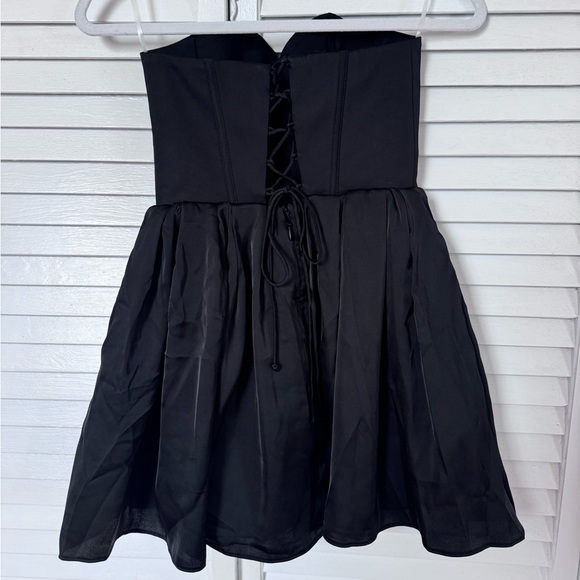 Oh Polly Strapless Black Satin Corset Mini Dress - Picture 5 of 7